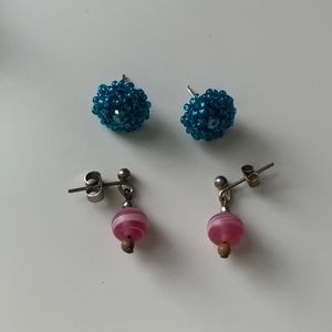 Blue and pink earrings